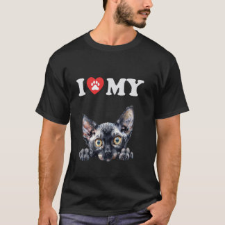 T-shirt J'aime mon chat Cornish Rex Chat Drôle Amateur De