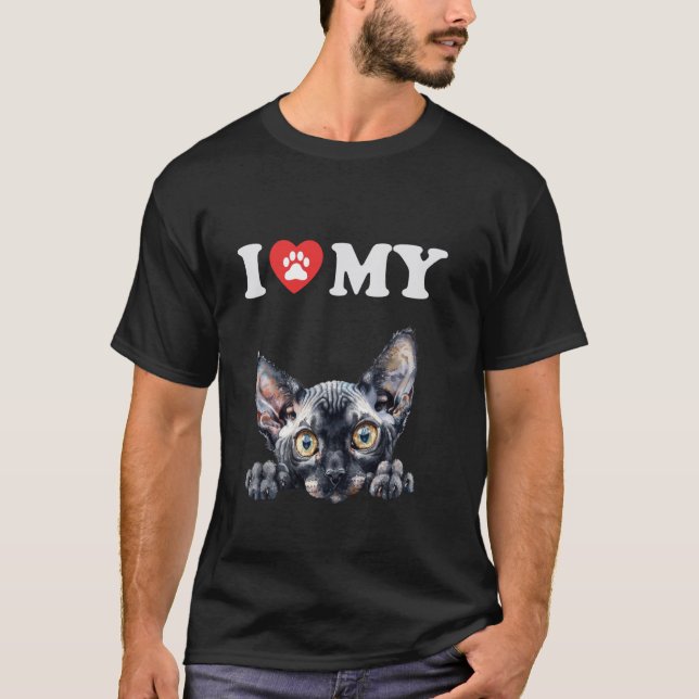 T-shirt J'aime mon chat Cornish Rex Chat Drôle Amateur De  (Devant)
