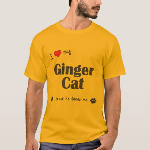 T-shirt J'aime mon chat de gingembre (le chat masculin)