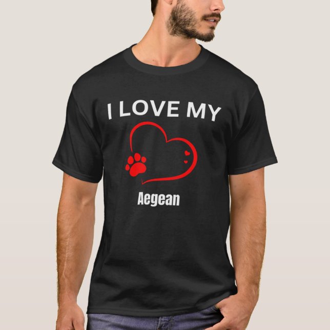 T-shirt J'aime mon chat de race égéenne Cat (Devant)