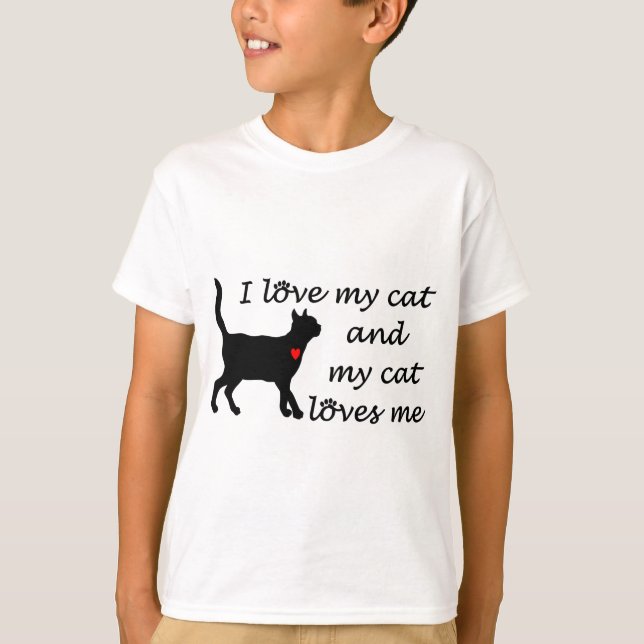 T-shirt J'aime mon chat et mon chat m'aime (Devant)