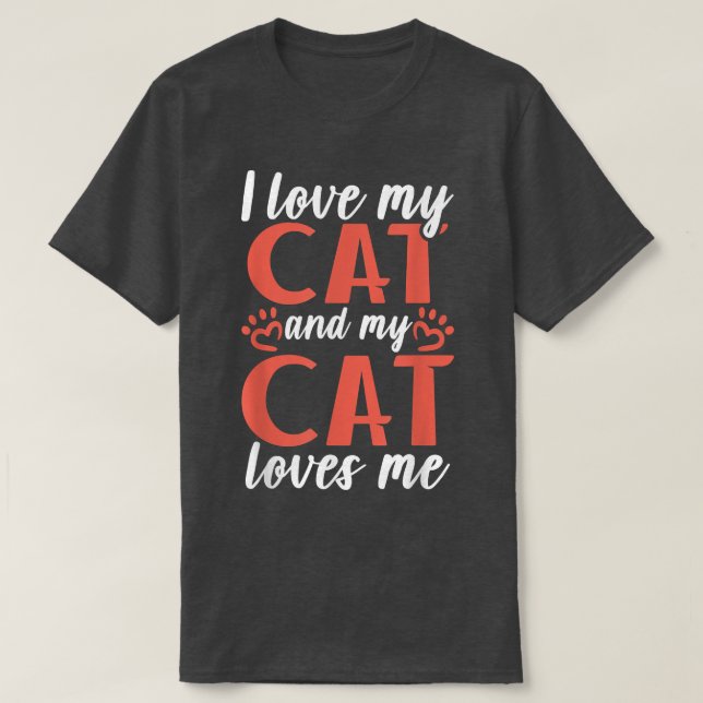 T-shirt J'aime mon chat et mon chat m'aime Kitty Cat Lover (Design devant)