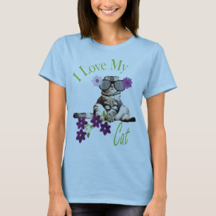 T-shirt J'Aime Mon Chat Floral Desing