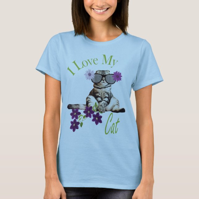 T-shirt J'Aime Mon Chat Floral Desing (Devant)
