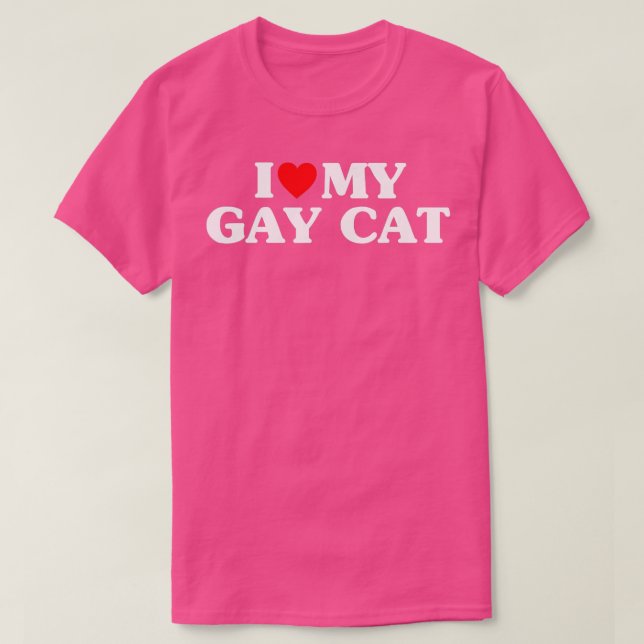 T-shirt J'Aime Mon Chat Gay Drôle (Design devant)