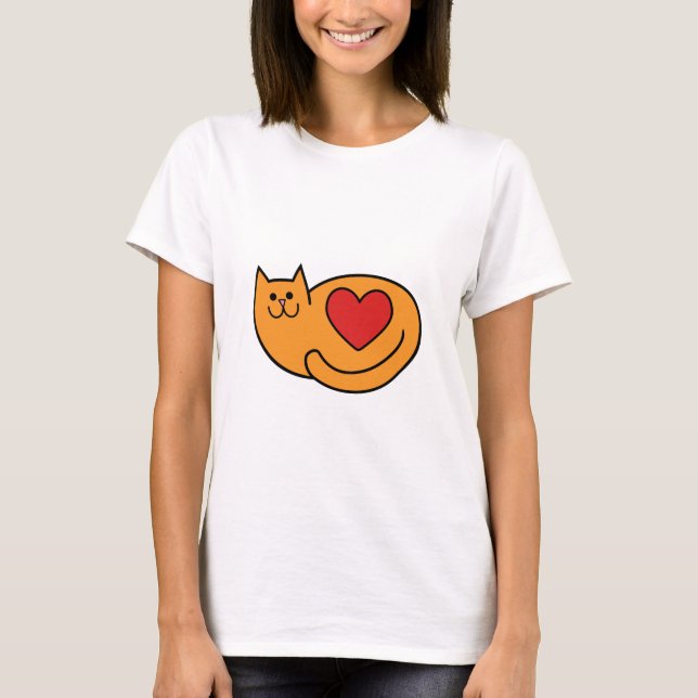 T-shirt J'aime mon chat ginger (Devant)