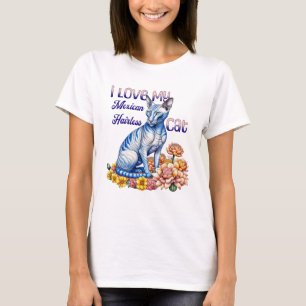T-shirt J'aime mon chat mexicain sans cheveux