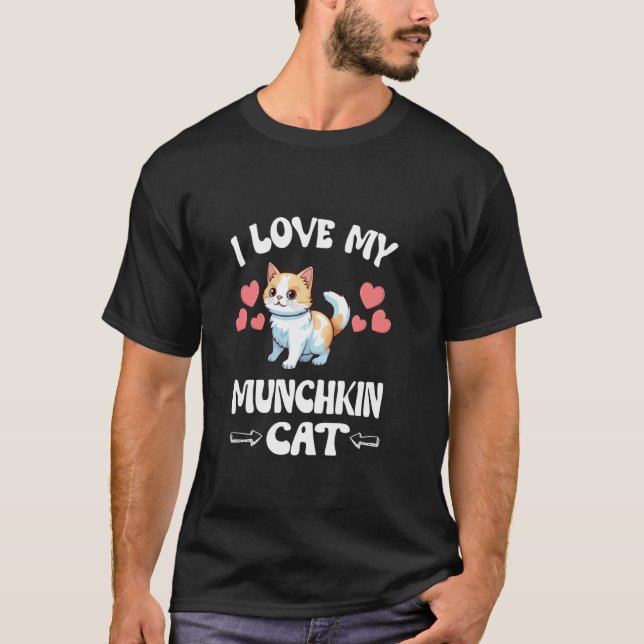 T-shirt J'aime mon chat Munchkin (Devant)