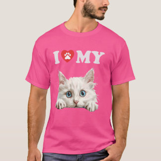 T-shirt J'Aime Mon Chat Neva Masquerada Kitten Drôle Chat 