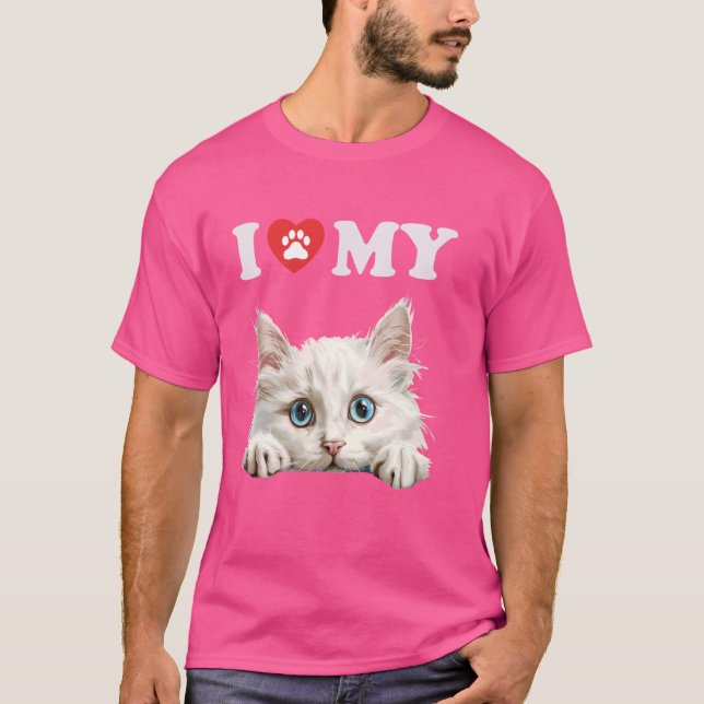 T-shirt J'Aime Mon Chat Neva Masquerada Kitten Drôle Chat  (Devant)