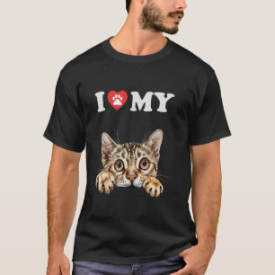 T-shirt J'aime mon chat Ocicat chaton chat drôle maman pap