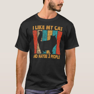 T-shirt J'Aime Mon Chat & Peut-Être 3 Personnes Vintage Ch
