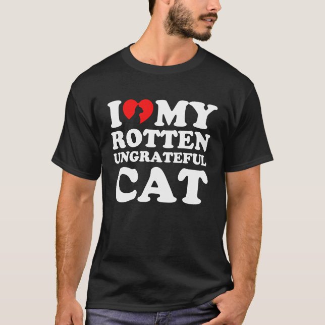 T-shirt J'aime mon chat pourri et ingrat (Devant)