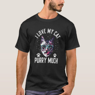 T-shirt J'aime mon chat Purry beaucoup blagues de papa cha