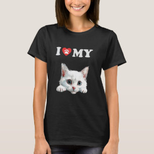 T-shirt J'aime mon chat russe blanc chaton drôle amateur d