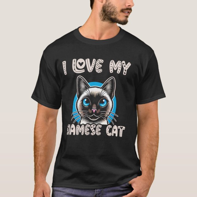 T-shirt J'aime mon chat siamois (Devant)
