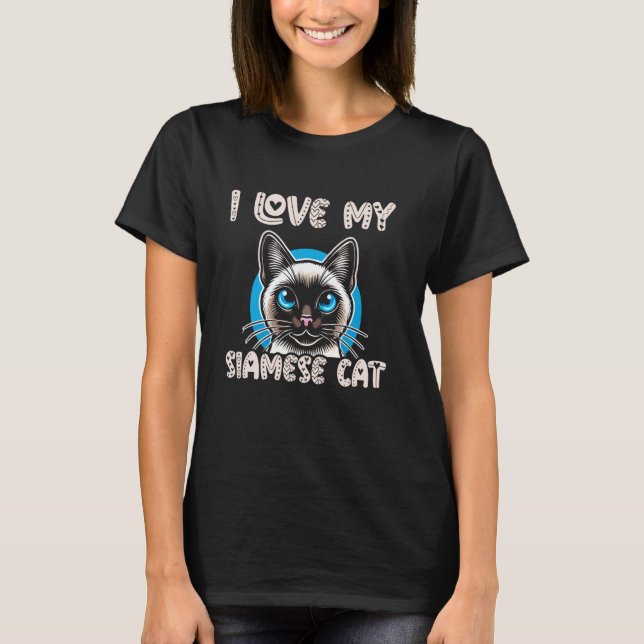 T-shirt J'aime mon chat siamois (Devant)