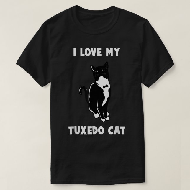 T-shirt J'aime mon chat Tuedo    TCat Lover T  (Design devant)