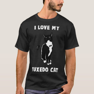 T-shirt J'aime mon chat Tuedo    TCat Lover T 