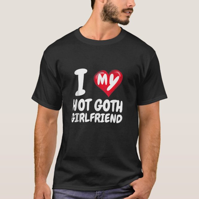 T-shirt J'aime mon Chaud Goth Girlfriend I Red Heart GF Va (Devant)