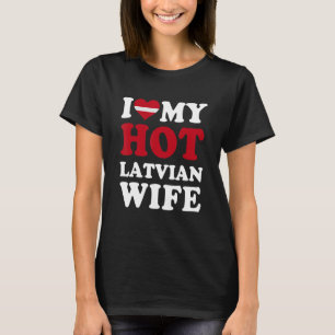 T-shirt J'aime mon chaud letton femme drôle mari cadeau