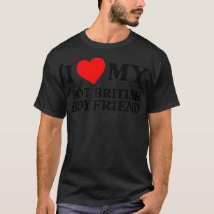 T-shirt J'Aime Mon Chaud Petit Ami Britannique Drôle Je Co