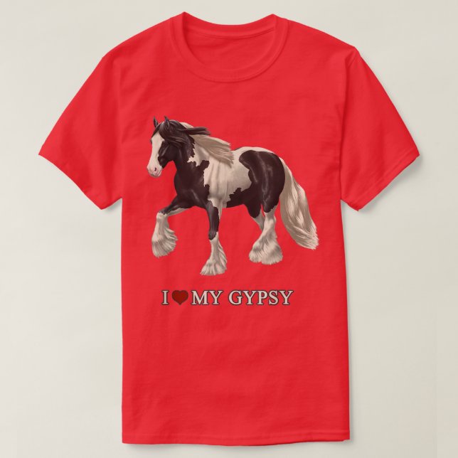 T-shirt J'Aime Mon Cheval De Vannière Tzigane Pinto Noir (Design devant)