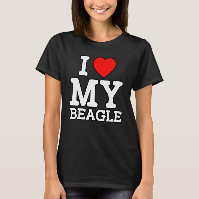 T-shirt J'aime mon chien Beagle dire (Devant)