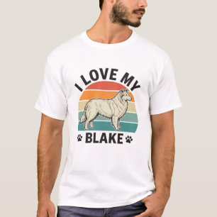 T-shirt J'aime mon chien Blake rétro gravure design_1