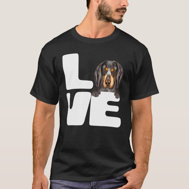 T-shirt J'aime mon chien Bluetick Coonhound (Devant)