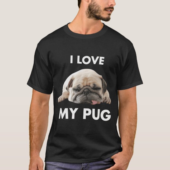 T-shirt J'aime mon chien carlin (Devant)