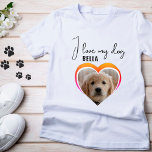T-shirt J'aime mon chien Coeur animal Nom de la photo<br><div class="desc">J'aime mon chien Coeur animal Nom de la photo T-shirt femme. Une photo en forme de coeur. et un texte en écriture tendance. Ajoutez votre photo et votre nom.</div>