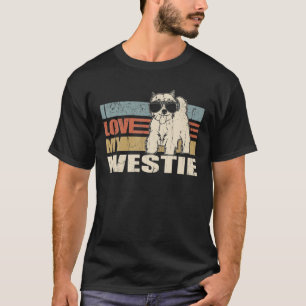 T-shirt J'aime mon chien Cool Westie Vintage Retro