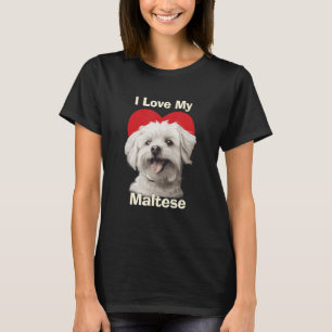 T-shirt J'Aime Mon Chien Coquelicot Maltais