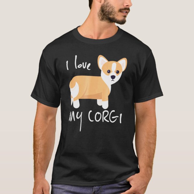 T-shirt J'aime mon chien Corgi Corgis Tee (Devant)