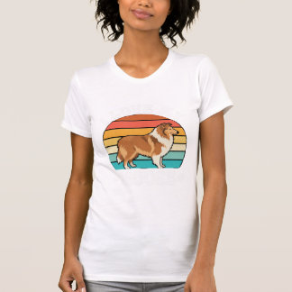 T-shirt J'aime mon chien de collie rétro d'orignal