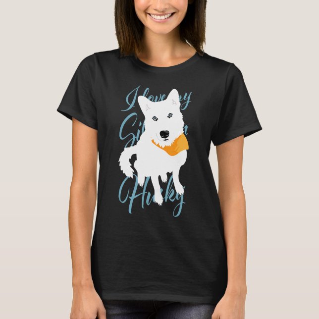 T-shirt J'aime mon chien de neige blanc Husky Sibérien ave (Devant)
