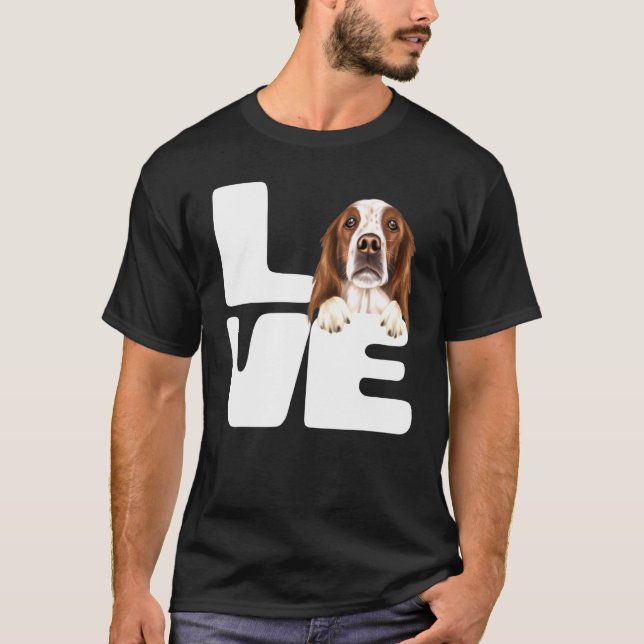 T-shirt J'Aime Mon Chien De Poing Irlandais Rouge Et Blanc (Devant)