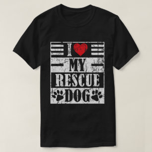 T-shirt J'aime mon chien de sauvetage drôle vintage cadeau