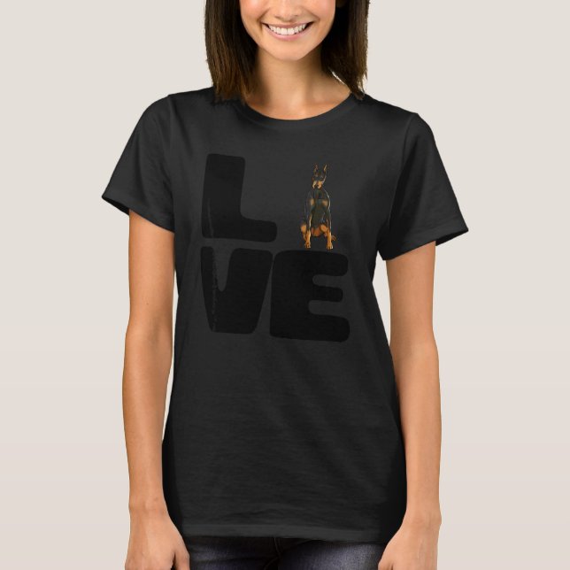 T-shirt J'aime mon chien Doberman Pinscher (Devant)