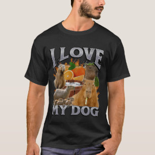 T-shirt J'aime mon chien drôle Capybara Meme Bootleg Y2K G