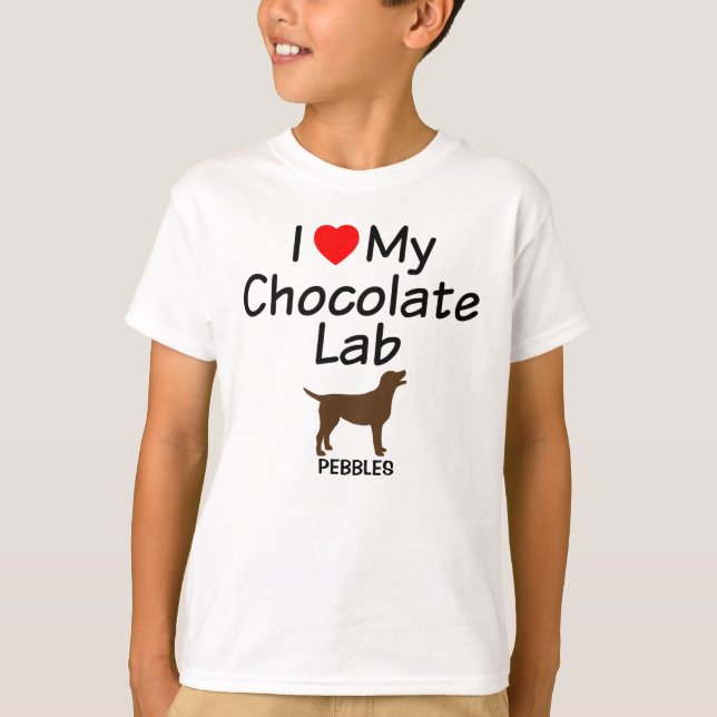T-shirt J'Aime Mon Chien Du Laboratoire De Chocolat (Devant)