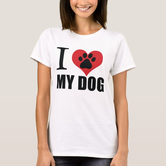 T-shirt J'aime mon chien jeter l'oreiller (Devant)