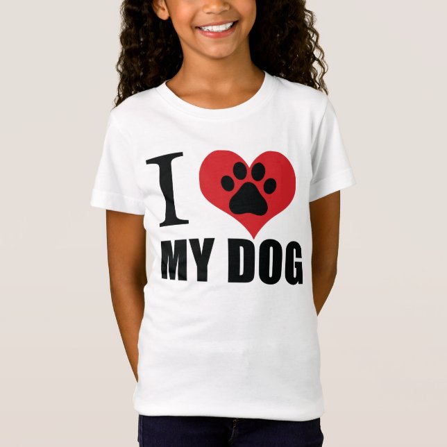 T-Shirt J'aime mon chien jeter l'oreiller (Devant)