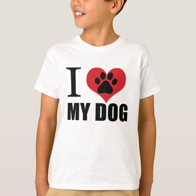 T-shirt J'aime mon chien jeter l'oreiller (Devant)
