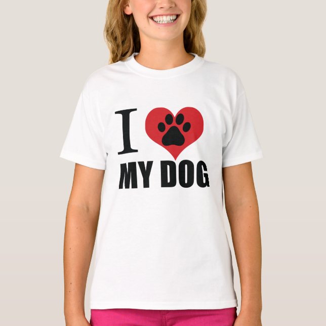 T-shirt J'aime mon chien jeter l'oreiller (Devant)