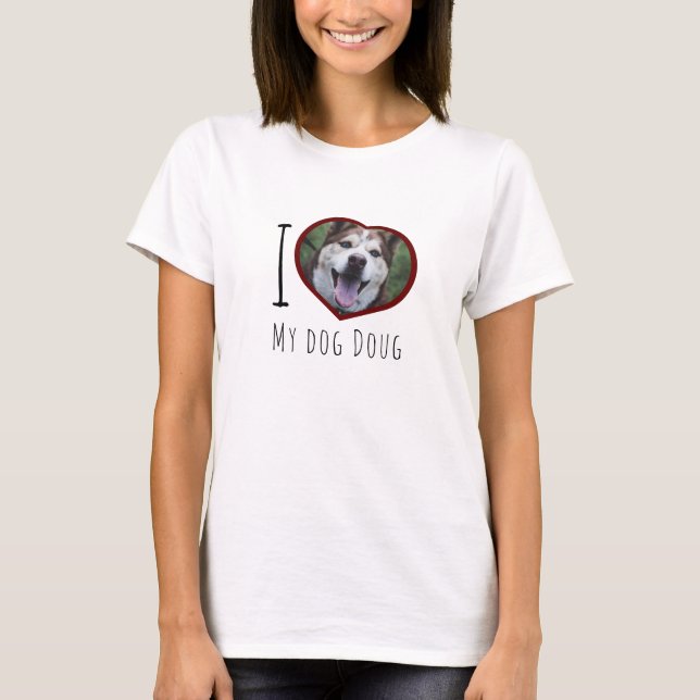T-shirt J'aime mon chien nom de animal de compagnie person (Devant)
