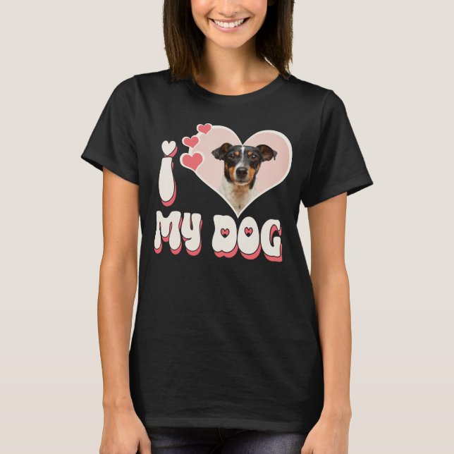 T-shirt J'aime mon chien personnalisé noir (Devant)