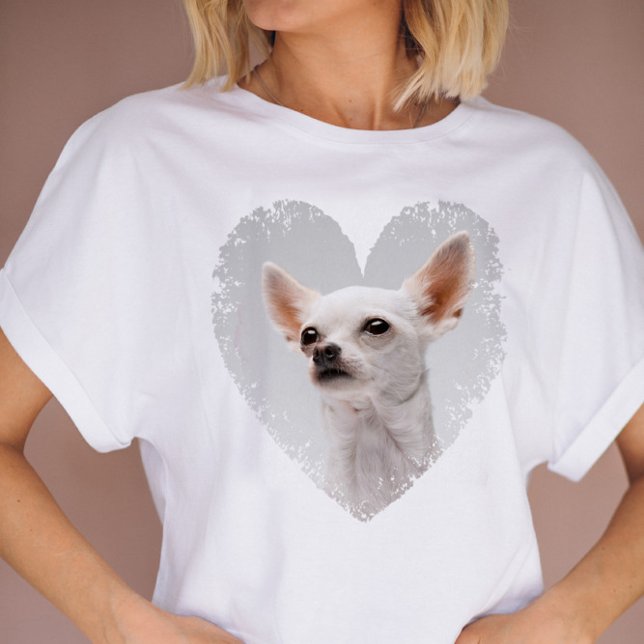 T-shirt J'aime mon chien photo de coeur (Créateur téléchargé)