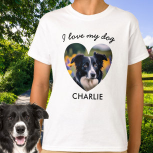 T-shirt 'J'aime mon chien' Photo de compagnie personnalisé